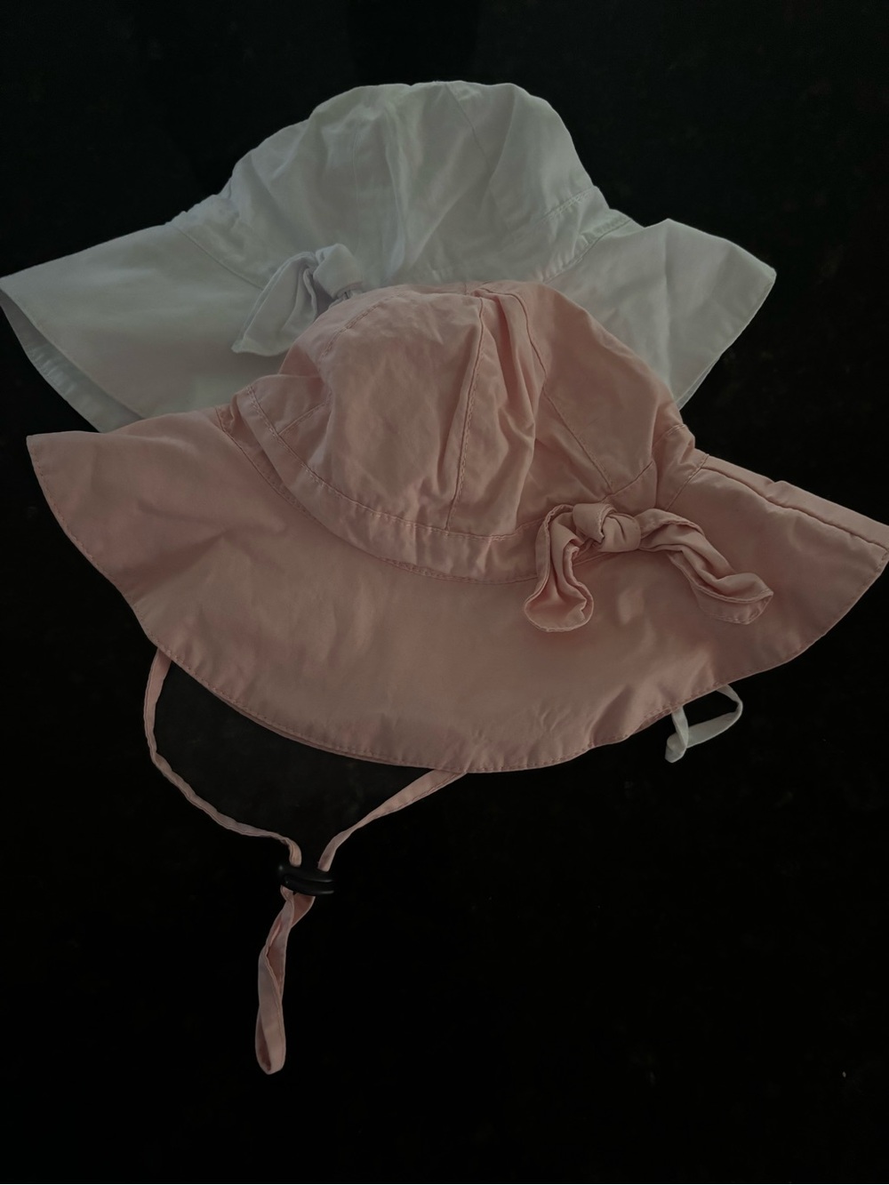 Kids Sun Hats with Chin Strap - Pink & White